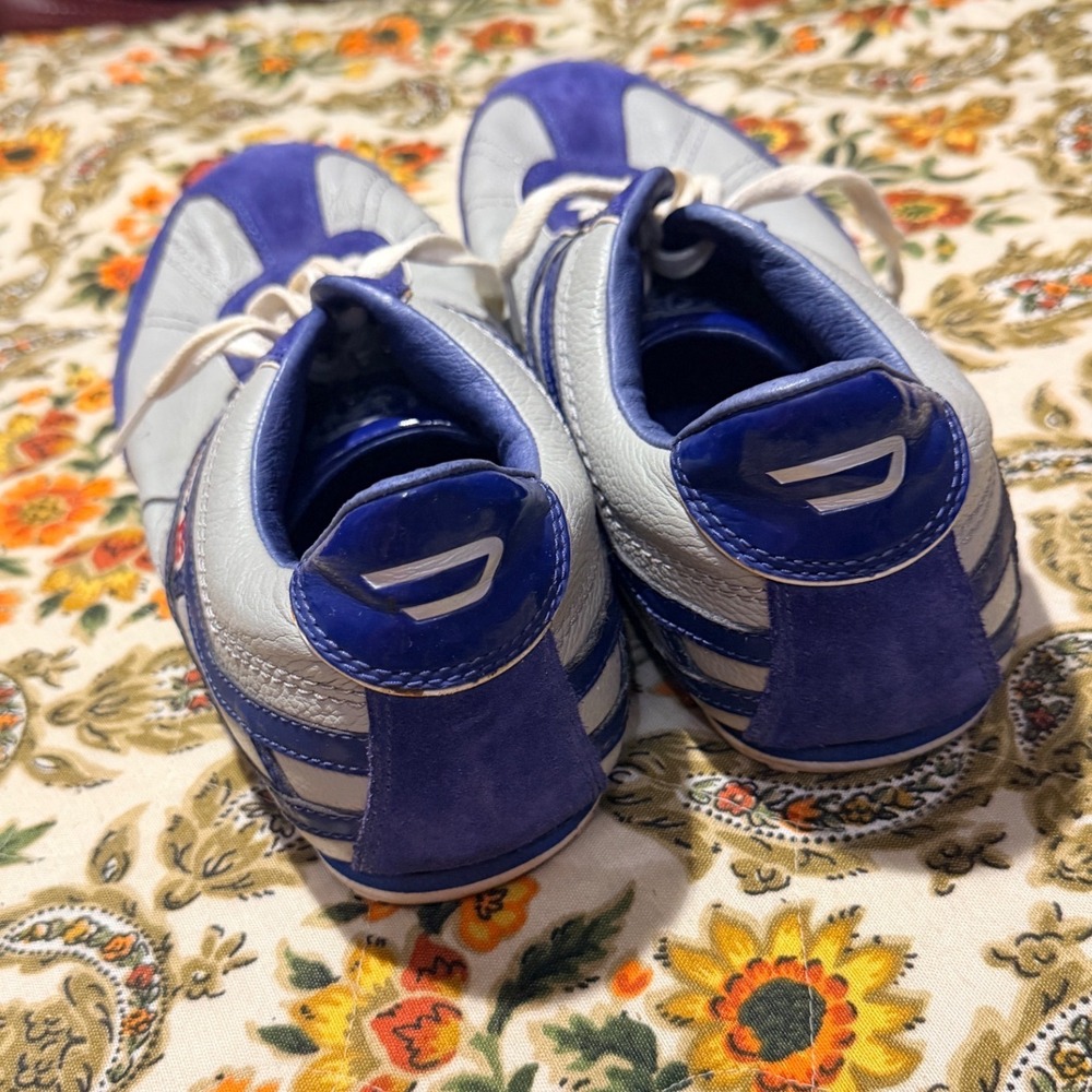 Diesel Y2K Runaway Mens Blue Grey Leather Suede Low Top Sneakers US 13 EUR 47 - Picture 4 of 9